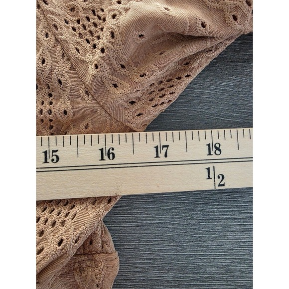 KIRIOUS LA Womens Size L Dainty Brown Long Sleeve Cropped Top Babydoll Coquette - Picture 13 of 13